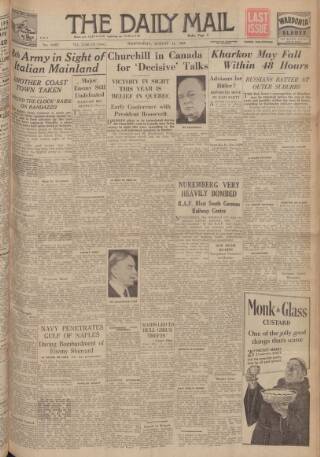 cover page of Hull Daily Mail published on August 11, 1943