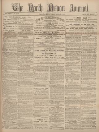 cover page of North Devon Journal published on April 27, 1893