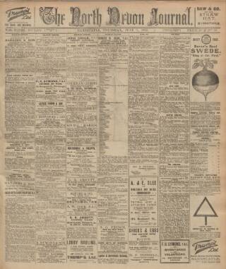 cover page of North Devon Journal published on June 1, 1922