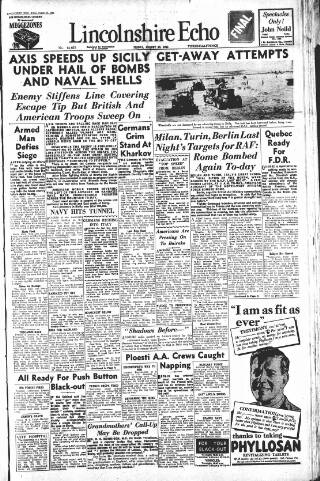 cover page of Lincolnshire Echo published on August 13, 1943
