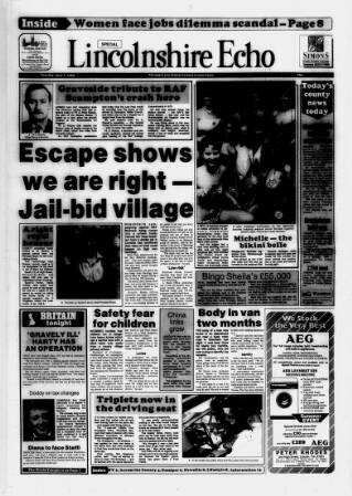 cover page of Lincolnshire Echo published on June 7, 1988