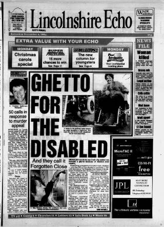 cover page of Lincolnshire Echo published on December 3, 1994