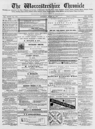cover page of Worcestershire Chronicle published on March 28, 1874
