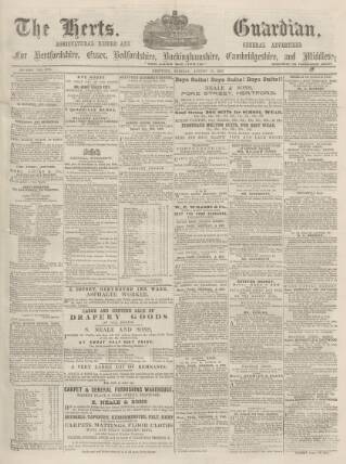 cover page of Herts Guardian, Agricultural Journal, and General Advertiser published on August 13, 1867