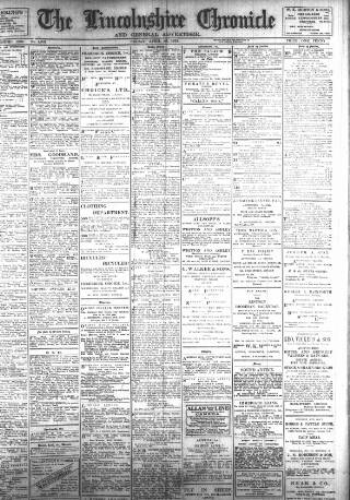 cover page of Lincolnshire Chronicle published on April 26, 1912