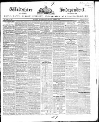 cover page of Wiltshire Independent published on April 27, 1848