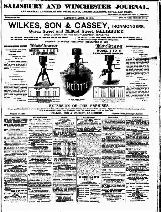 cover page of Salisbury and Winchester Journal published on April 20, 1912