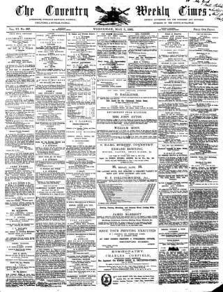 cover page of Coventry Times published on May 8, 1861