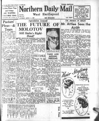 cover page of Hartlepool Northern Daily Mail published on March 5, 1949
