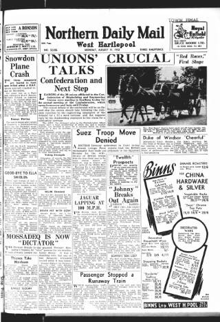 cover page of Hartlepool Northern Daily Mail published on August 11, 1952