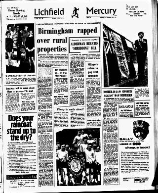 cover page of Lichfield Mercury published on March 29, 1968