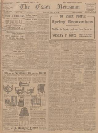 cover page of Essex Newsman published on April 25, 1914