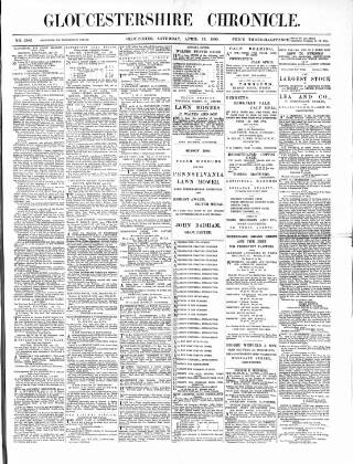 cover page of Gloucestershire Chronicle published on April 19, 1890