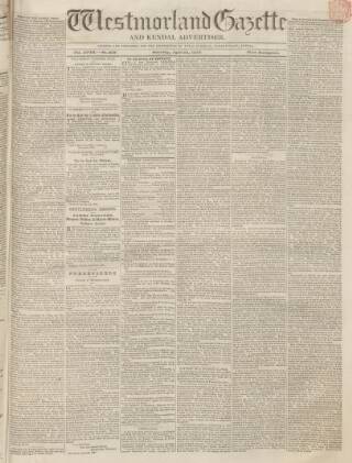 cover page of Westmorland Gazette published on April 25, 1835