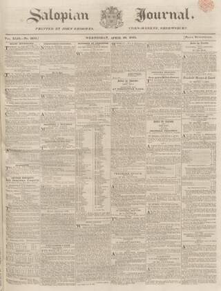 cover page of Salopian Journal published on April 29, 1835