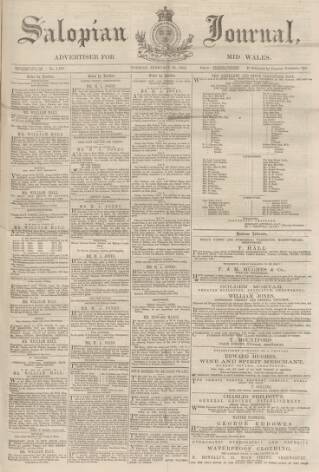 cover page of Salopian Journal published on February 25, 1862