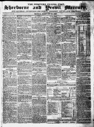 cover page of Sherborne Mercury published on February 24, 1823