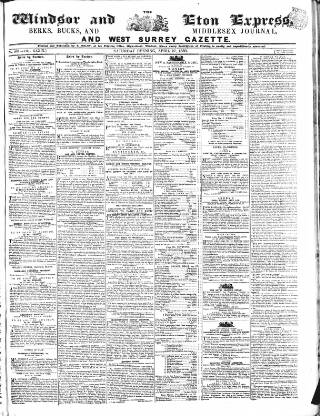 cover page of Windsor and Eton Express published on April 27, 1850
