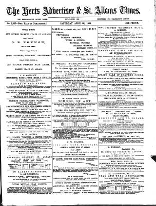 cover page of Herts Advertiser published on April 26, 1884