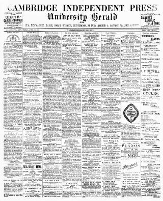 cover page of Cambridge Independent Press published on April 26, 1901