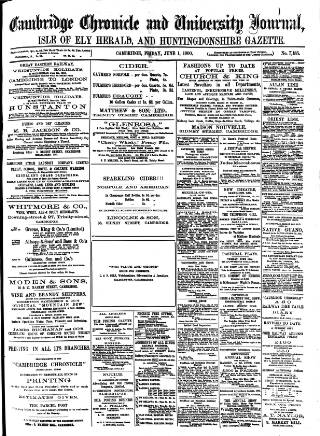 cover page of Cambridge Chronicle and Journal published on June 1, 1900