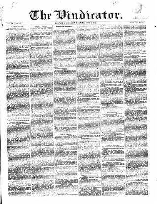 cover page of Vindicator published on June 1, 1842