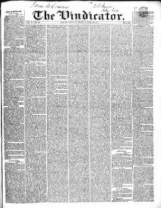 cover page of Vindicator published on April 19, 1845