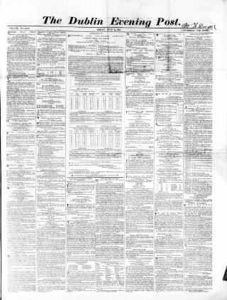 cover page of Dublin Evening Post published on June 2, 1865