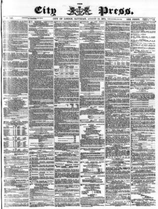 cover page of London City Press published on August 12, 1871