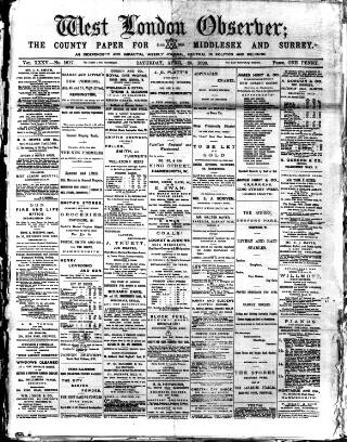 cover page of West London Observer published on April 26, 1890