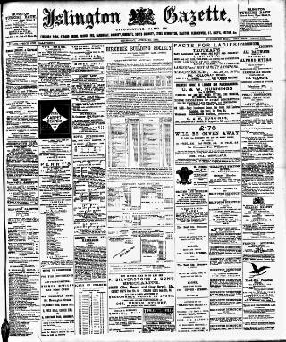 cover page of Islington Gazette published on April 20, 1899