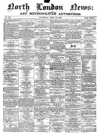 cover page of North London News published on April 26, 1862
