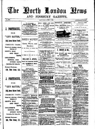 cover page of North London News published on June 2, 1894