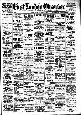 cover page of East London Observer published on April 25, 1908