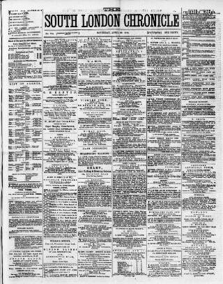 cover page of South London Chronicle published on April 26, 1873