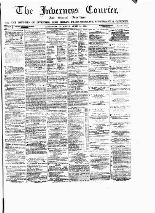cover page of Inverness Courier published on April 24, 1884