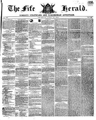 cover page of Fife Herald published on April 19, 1849