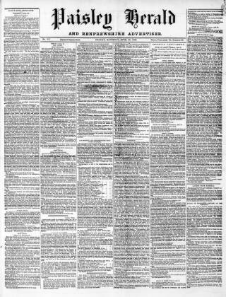 cover page of Paisley Herald and Renfrewshire Advertiser published on April 25, 1863