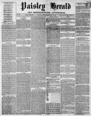 cover page of Paisley Herald and Renfrewshire Advertiser published on February 24, 1866
