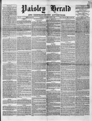 cover page of Paisley Herald and Renfrewshire Advertiser published on June 2, 1866