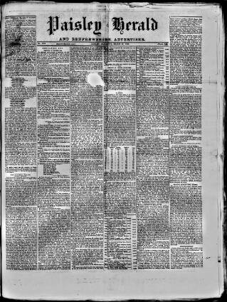 cover page of Paisley Herald and Renfrewshire Advertiser published on March 29, 1873