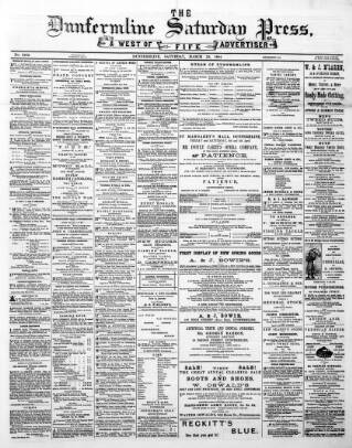 cover page of Dunfermline Saturday Press published on March 29, 1884