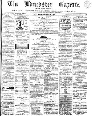 cover page of Lancaster Gazette published on August 11, 1866