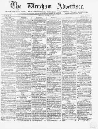 cover page of Wrexham Advertiser published on March 28, 1868