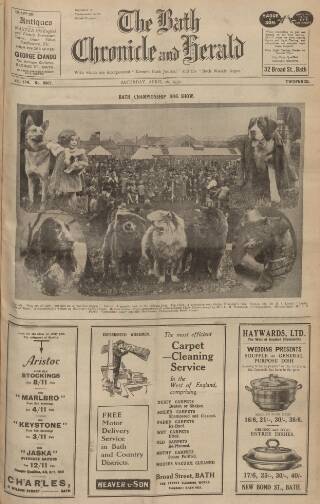 cover page of Bath Chronicle and Weekly Gazette published on April 26, 1930