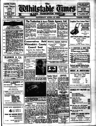 cover page of Whitstable Times and Herne Bay Herald published on April 19, 1958