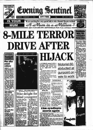 cover page of Staffordshire Sentinel published on February 24, 1992
