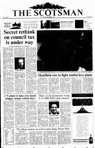 cover page of The Scotsman published on April 27, 1991