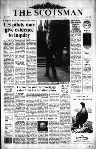 cover page of The Scotsman published on May 20, 1992