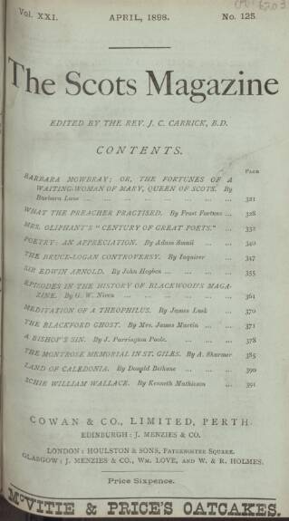 cover page of The Scots Magazine published on April 1, 1898